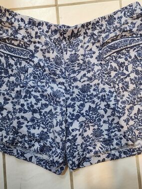 J. Jill White and Blue Floral Cotton Shorts